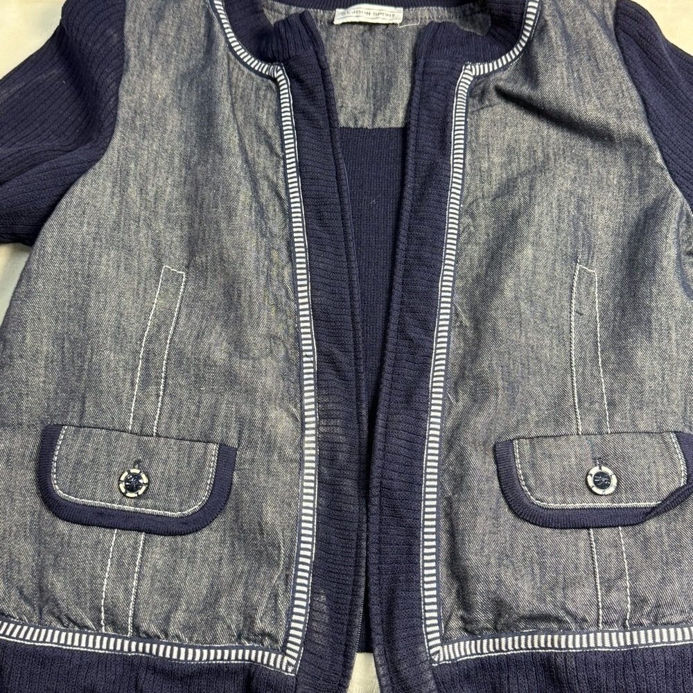 St. John Blue and Gray Denim Jacket